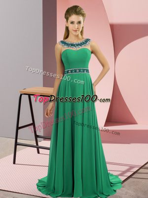 Free and Easy Sleeveless Brush Train Beading Zipper Prom Dresses