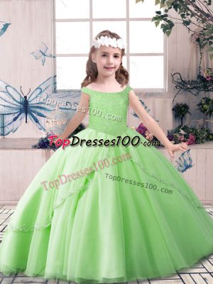 Custom Fit Floor Length Lace Up Girls Pageant Dresses for Party and Sweet 16 and Wedding Party with Beading