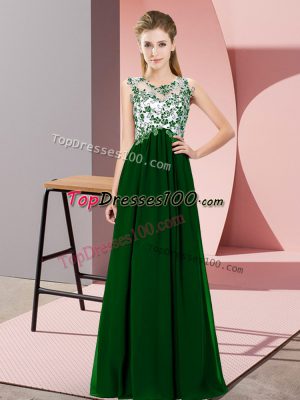 Floor Length Empire Sleeveless Dark Green Bridesmaid Dresses Zipper
