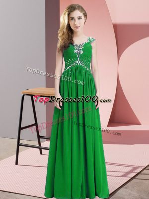 Nice Cap Sleeves Floor Length Beading Prom Dress