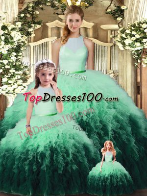 Smart Sleeveless Backless Floor Length Ruffles 15 Quinceanera Dress