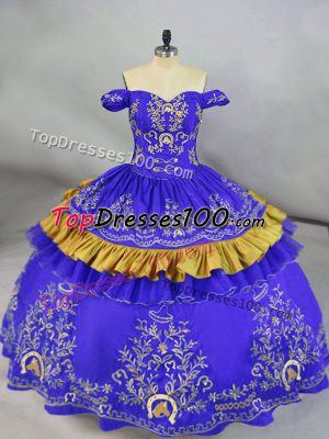 Floor Length Ball Gowns Sleeveless Blue 15 Quinceanera Dress Lace Up