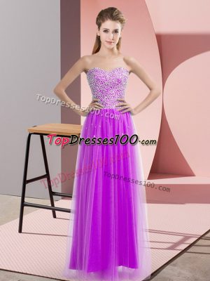 Sleeveless Lace Up Floor Length Beading