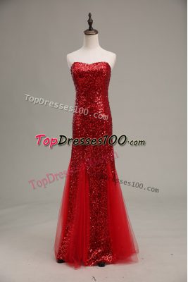 Beauteous Red Homecoming Dress Prom and Party and Military Ball with Sequins Sweetheart Sleeveless Zipper