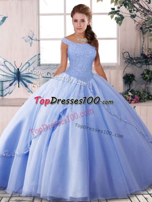 Charming Sleeveless Brush Train Lace Up Beading 15th Birthday Dress