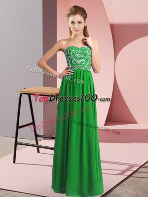 Pretty Sweetheart Sleeveless Prom Party Dress Floor Length Beading Green Chiffon