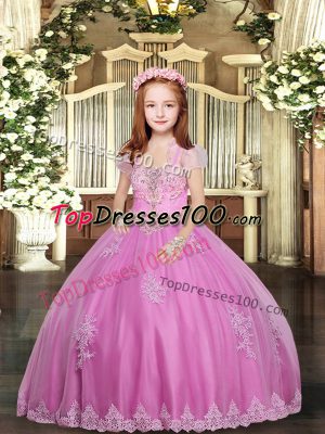 Sleeveless Lace and Appliques Lace Up Child Pageant Dress