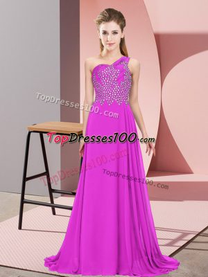 Purple Prom and Party with Beading One Shoulder Sleeveless Side Zipper