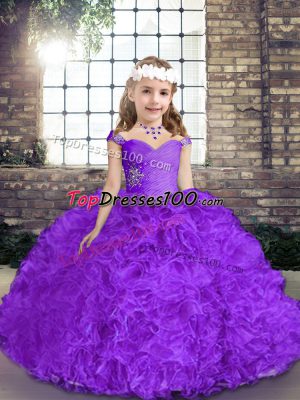Sleeveless Beading Lace Up Kids Pageant Dress