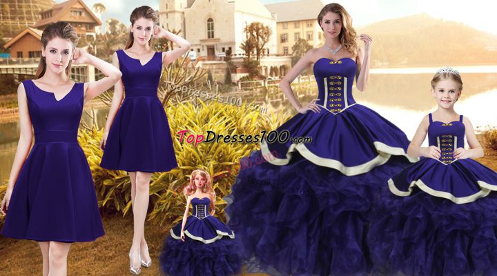 Purple Quince Ball Gowns Sweet 16 and Quinceanera with Ruffles Sweetheart Sleeveless Lace Up