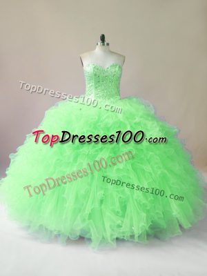 15th Birthday Dress Sweet 16 and Quinceanera with Beading and Ruffles Sweetheart Sleeveless Lace Up