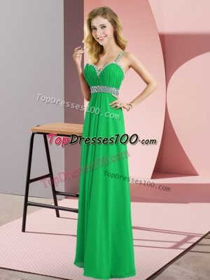 Attractive Straps Sleeveless Chiffon Prom Dress Beading Criss Cross