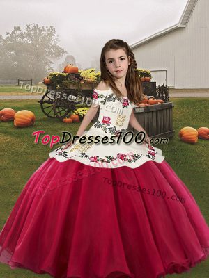 Latest Sleeveless Embroidery Lace Up Little Girls Pageant Dress Wholesale
