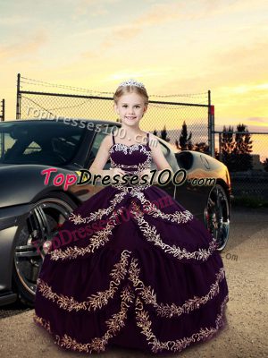 Sleeveless Embroidery Lace Up Pageant Dress for Teens