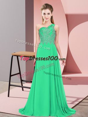 Dramatic Floor Length Empire Sleeveless Turquoise Prom Dresses Side Zipper