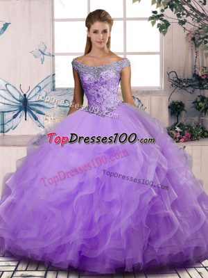 Sleeveless Beading and Ruffles Lace Up Quinceanera Dress