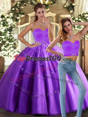 Great Floor Length Eggplant Purple Sweet 16 Dress Tulle Sleeveless Beading