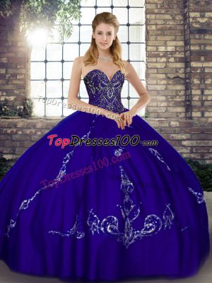 On Sale Purple Sleeveless Tulle Lace Up Ball Gown Prom Dress for Military Ball and Sweet 16 and Quinceanera