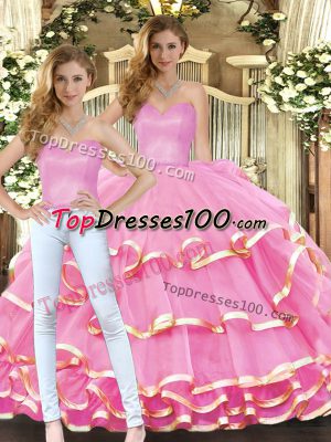 Superior Sweetheart Sleeveless Organza 15 Quinceanera Dress Ruffled Layers Lace Up