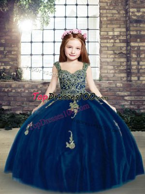 Lovely Sleeveless Appliques Lace Up Little Girls Pageant Gowns