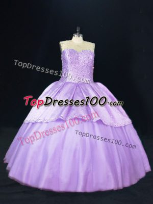Floor Length Ball Gowns Sleeveless Lavender 15th Birthday Dress Lace Up