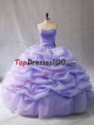 Admirable Sleeveless Beading and Pick Ups Lace Up Quinceanera Gown