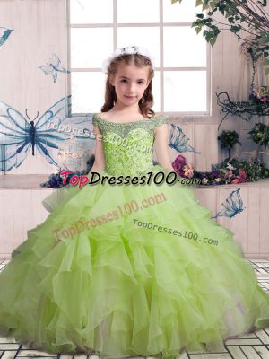 Popular Sleeveless Beading and Ruffles Lace Up Girls Pageant Dresses
