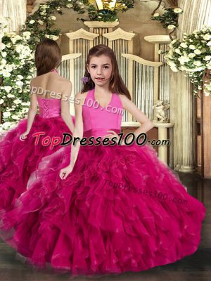 Tulle Sleeveless Floor Length Child Pageant Dress and Ruffles