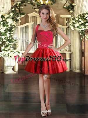 Low Price Mini Length Lace Up Pageant Dress Wholesale Red for Prom and Party with Appliques