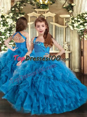 Sleeveless Lace Up Floor Length Ruffles Pageant Gowns For Girls