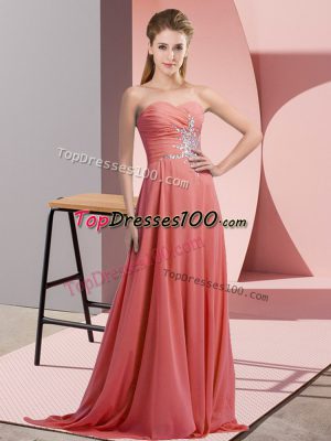 Clearance Sleeveless Lace Up Floor Length Beading