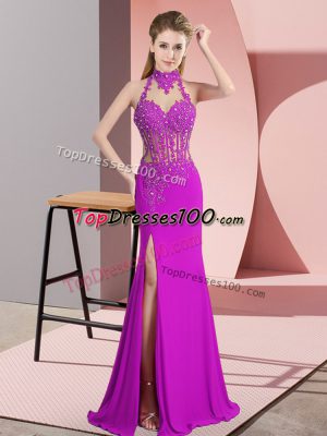 Chiffon Sleeveless Floor Length Prom Dress and Lace and Appliques