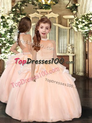 Eye-catching Beading Pageant Dresses Peach Backless Sleeveless Floor Length