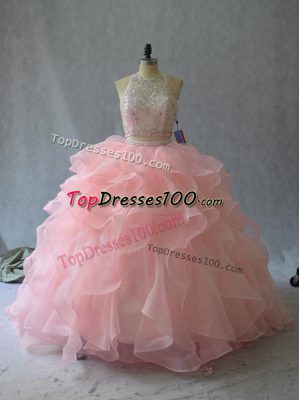 Sleeveless Beading and Ruffles Backless Quinceanera Dresses