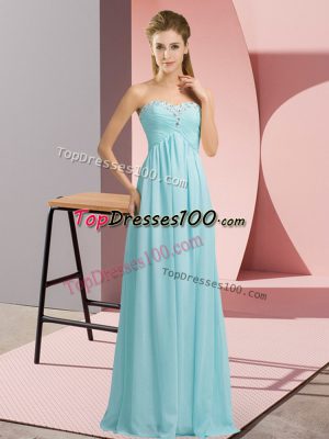 Flare Chiffon Sleeveless Floor Length Prom Evening Gown and Beading