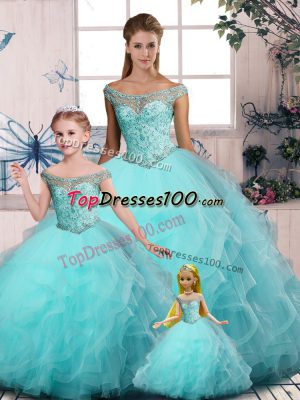 Sleeveless Embroidery and Ruffles Lace Up Sweet 16 Quinceanera Dress