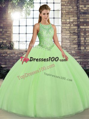 Spectacular Tulle Scoop Sleeveless Lace Up Embroidery Quinceanera Dresses in