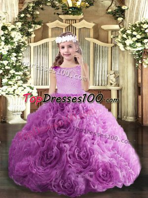 Trendy Scoop Sleeveless Fabric With Rolling Flowers Girls Pageant Dresses Beading Zipper