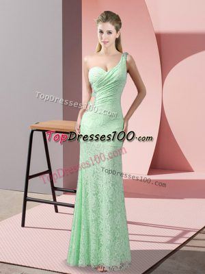 Beauteous Floor Length Column/Sheath Sleeveless Apple Green Prom Gown Criss Cross