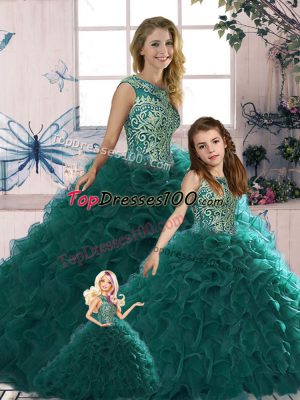 Charming Organza Sleeveless Floor Length Sweet 16 Quinceanera Dress and Beading and Ruffles