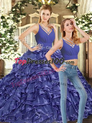 Sleeveless Brush Train Backless Ruffles 15th Birthday Dress