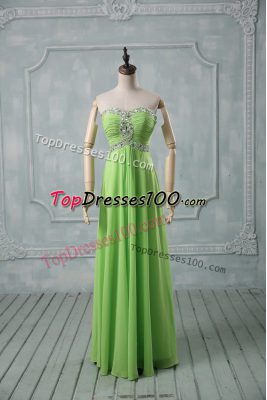 Chiffon Sweetheart Sleeveless Zipper Beading and Ruching Prom Evening Gown in