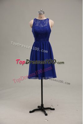 Royal Blue Sleeveless Lace Knee Length Prom Dresses