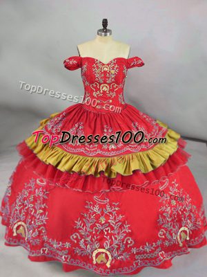 Clearance Sleeveless Embroidery Lace Up 15 Quinceanera Dress