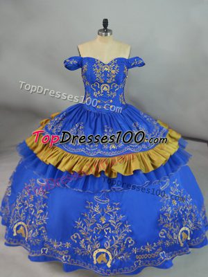 Sleeveless Lace Up Floor Length Embroidery Sweet 16 Dress