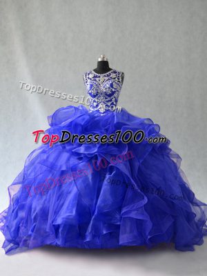 Organza Sleeveless Floor Length Quinceanera Dresses and Beading