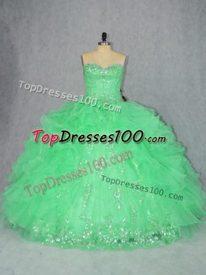 Organza Sleeveless Floor Length Quince Ball Gowns and Beading and Ruffles