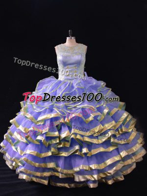 Most Popular Lavender Quinceanera Dress Sweet 16 and Quinceanera with Ruffled Layers Scoop Sleeveless Lace Up