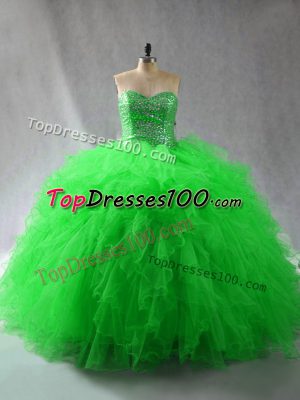 Noble Sweetheart Sleeveless Quinceanera Dresses Floor Length Beading and Ruffles Tulle
