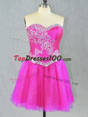 Enchanting Fuchsia Sweetheart Neckline Beading Homecoming Dress Sleeveless Lace Up